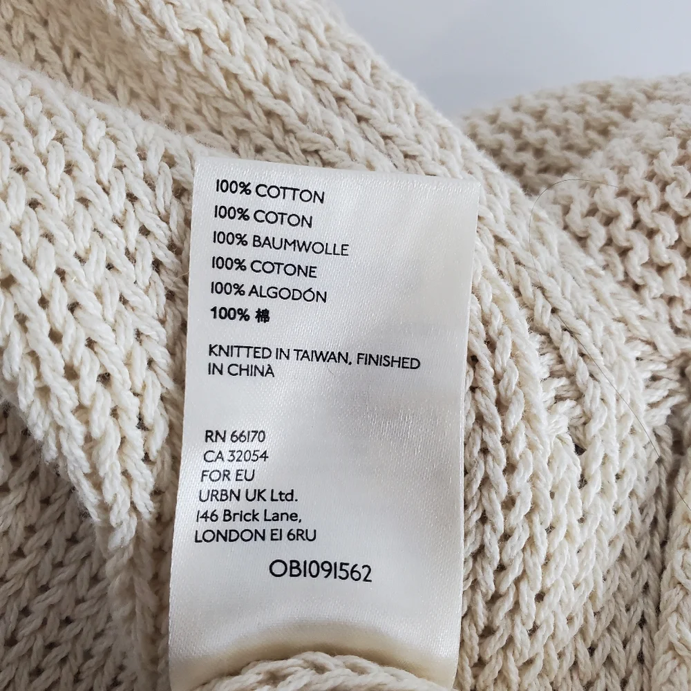 Free People We The Free Firefly Knit Tunic Top Sweater Size Small Cream